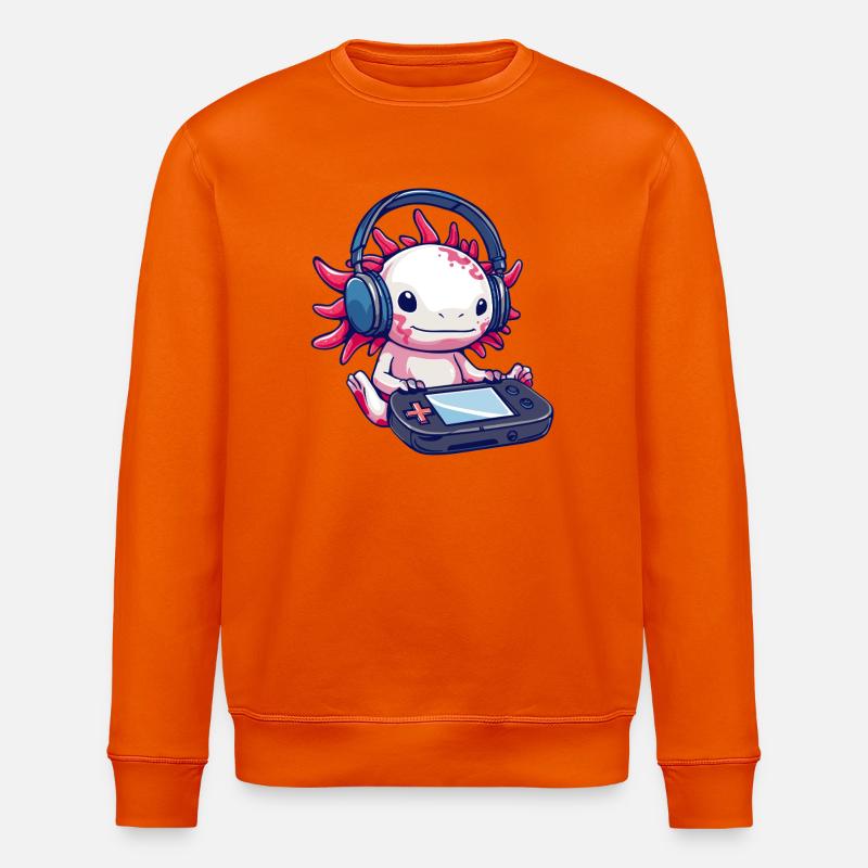 Axolotl mit Kopfhörern und Gaming-Controller - Stanley/Stella Unisex Bio-Sweatshirt ROLLER - Tieforange