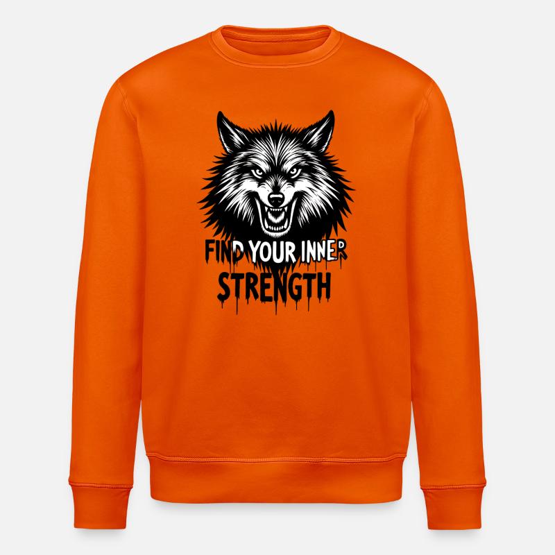 Grimmiger Wolf Emblem T-Shirt Design - Stanley/Stella Unisex Bio-Sweatshirt ROLLER - Tieforange