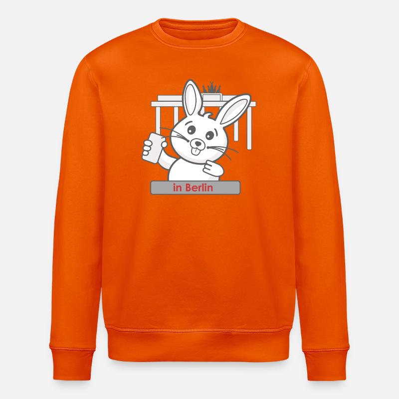 Niedliches Hasenportrait in Berlin - Stanley/Stella Unisex Bio-Sweatshirt ROLLER - Tieforange