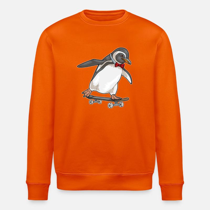 Pinguin Skater Skateboard - Stanley/Stella Unisex Bio-Sweatshirt ROLLER - Tieforange