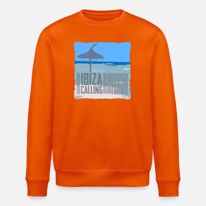 Plage d’Ibiza avec parasol - Sweat bio ROLLER Stanley/Stella Unisexe - orange profond