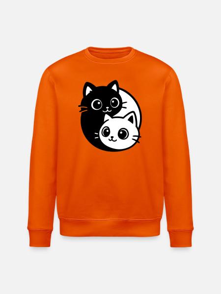 Ying Yang Cat Portrait - Stanley/Stella ROLLER Unisex Organic Sweatshirt - bright orange