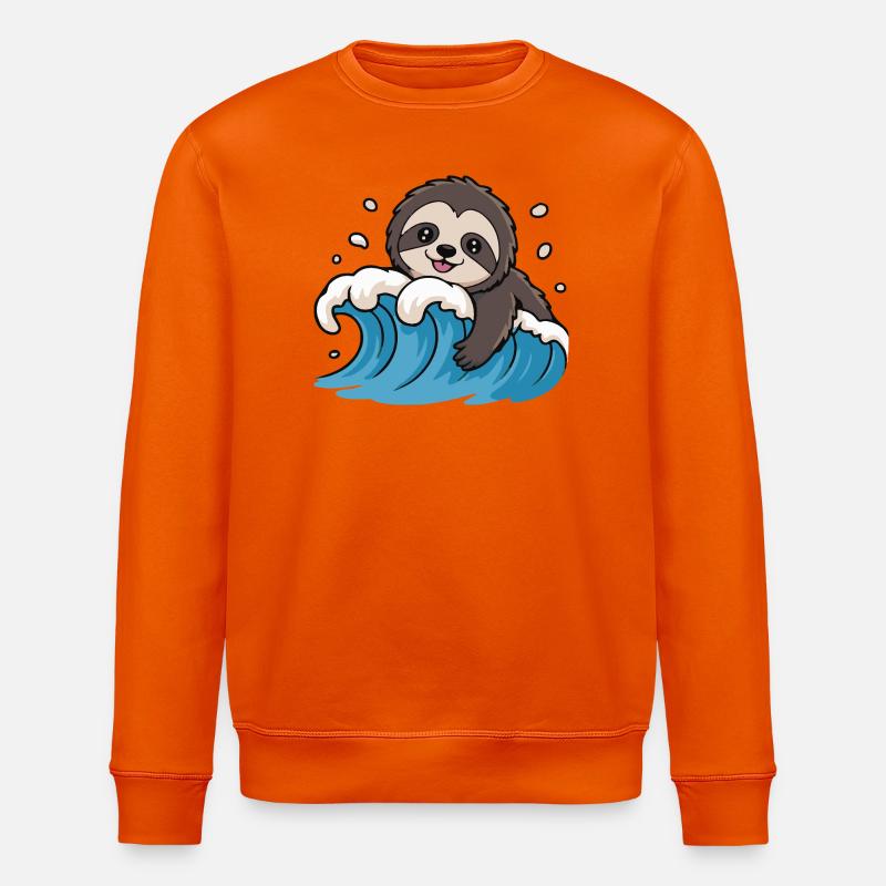 Faultier Surfen auf Ocean Wave - Stanley/Stella Unisex Bio-Sweatshirt ROLLER - Tieforange