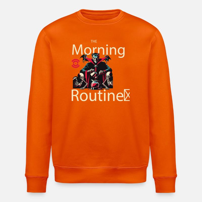 Spooky Morning Routine - Stanley/Stella ROLLER Unisex Organic Sweatshirt - bright orange