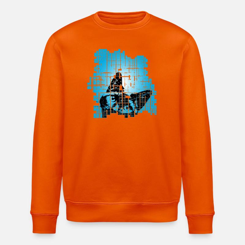 Chat en Pixel Grid Bleu - Sweat bio ROLLER Stanley/Stella Unisexe - orange profond
