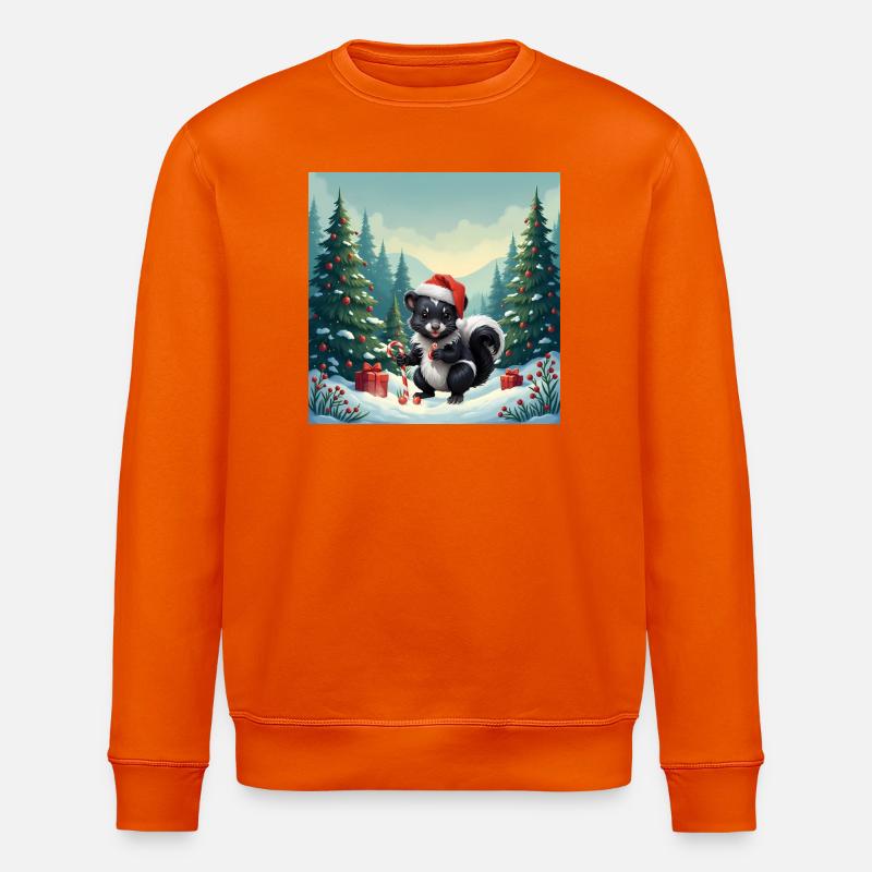Weihnachtsstinktier im verschneiten Wald - Stanley/Stella Unisex Bio-Sweatshirt ROLLER - Tieforange