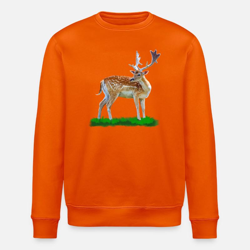 Style aquarelle cerf de forêt - Sweat bio ROLLER Stanley/Stella Unisexe - orange profond