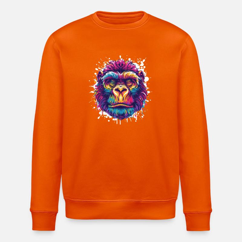 Gorilla Farbklecks Tier - Stanley/Stella Unisex Bio-Sweatshirt ROLLER - Tieforange