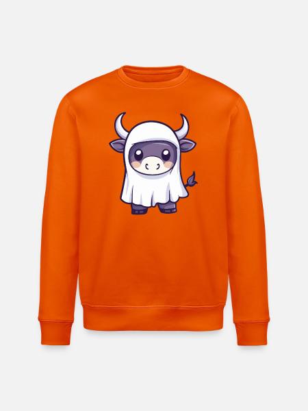 Bull Halloween Ghost - Stanley/Stella ROLLER Unisex Organic Sweatshirt - bright orange