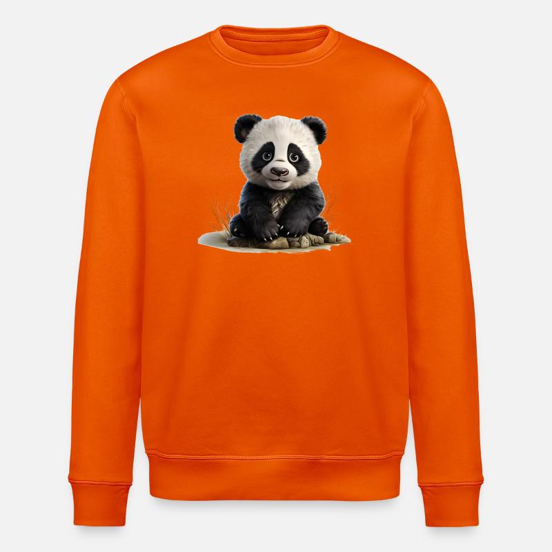 Panda Jungtier am Stein - Stanley/Stella Unisex Bio-Sweatshirt ROLLER - Tieforange