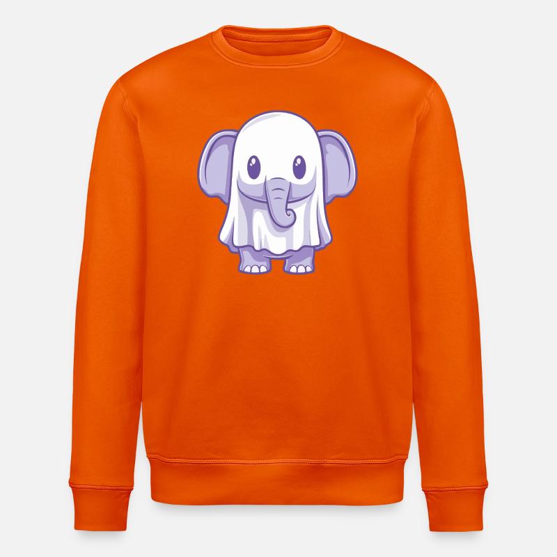 Elephant Halloween Ghost - Stanley/Stella ROLLER Unisex Organic Sweatshirt - bright orange