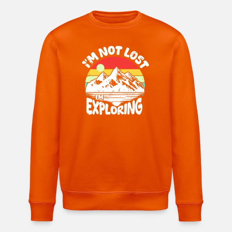 Retro Mountain Exploration - Stanley/Stella ROLLER Unisex Organic Sweatshirt - bright orange