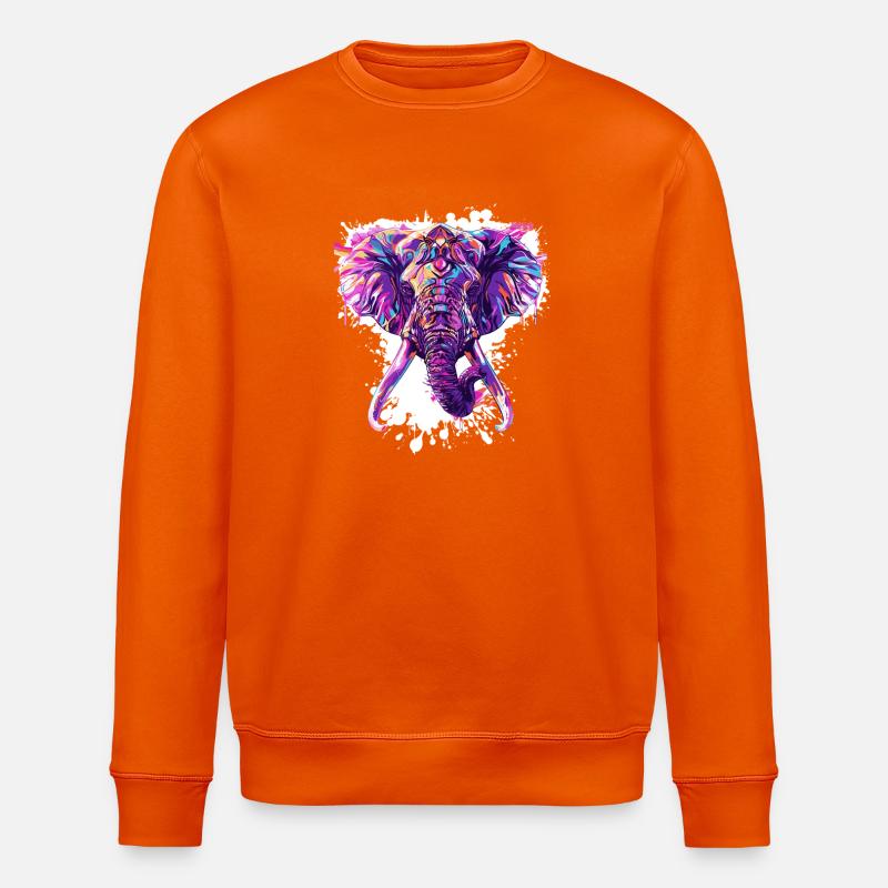 Bunter Elefantenkopf Neon-Splash - Stanley/Stella Unisex Bio-Sweatshirt ROLLER - Tieforange