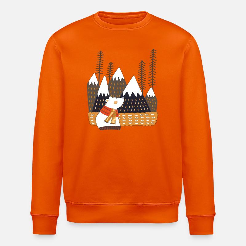 Winterwald mit Eisbär - Stanley/Stella Unisex Bio-Sweatshirt ROLLER - Tieforange