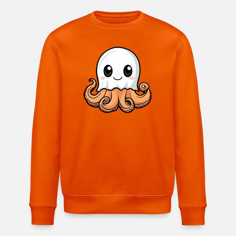Octopus Halloween Ghost - Stanley/Stella ROLLER Unisex Organic Sweatshirt - bright orange