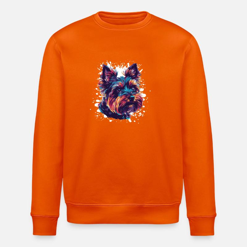 Buntes Hundeporträt Splatter - Stanley/Stella Unisex Bio-Sweatshirt ROLLER - Tieforange