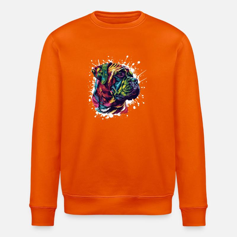 Farbiger Hund Portrait Splatter - Stanley/Stella Unisex Bio-Sweatshirt ROLLER - Tieforange