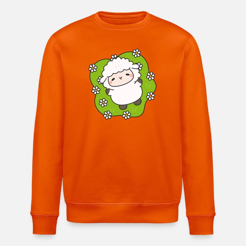 Mouton joyeux sur gazon fleuri - Sweat bio ROLLER Stanley/Stella Unisexe - orange profond