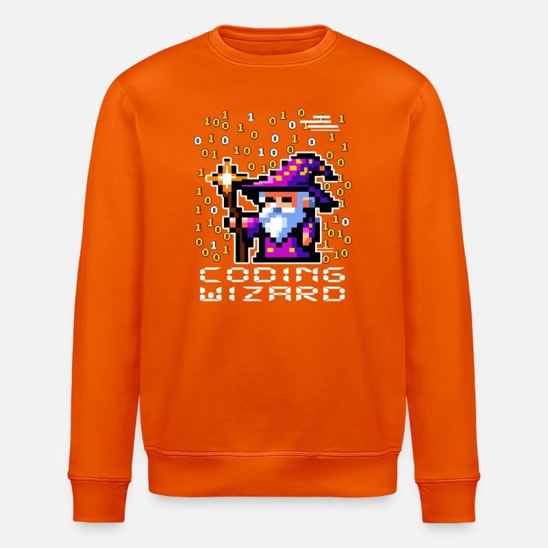 Wizard Pixel Code - Stanley/Stella ROLLER Unisex Organic Sweatshirt - bright orange