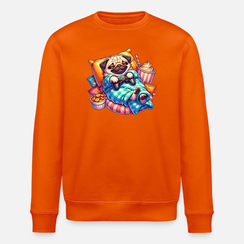 Entspannter Gaming Mops mit Snacks - Stanley/Stella Unisex Bio-Sweatshirt ROLLER - Tieforange