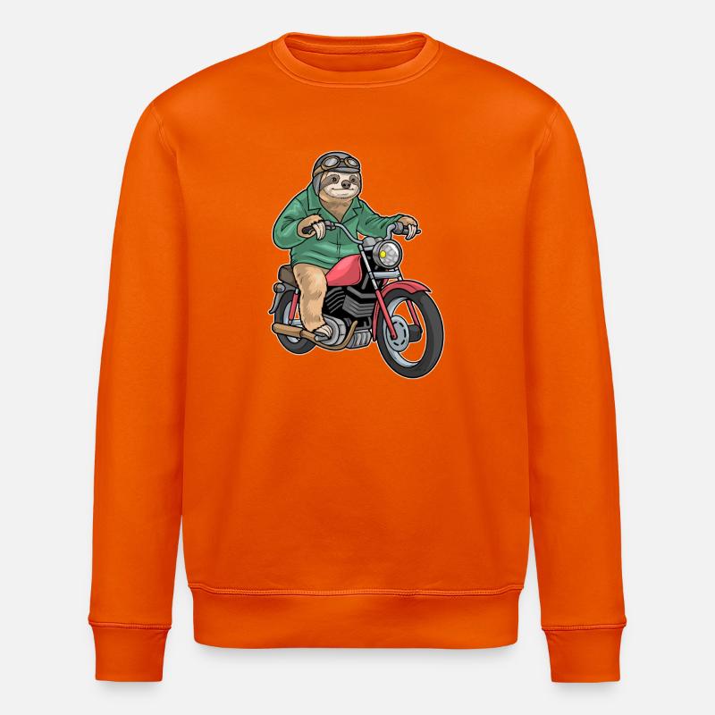 Sloth Motorcycle - Stanley/Stella ROLLER Unisex Organic Sweatshirt - bright orange