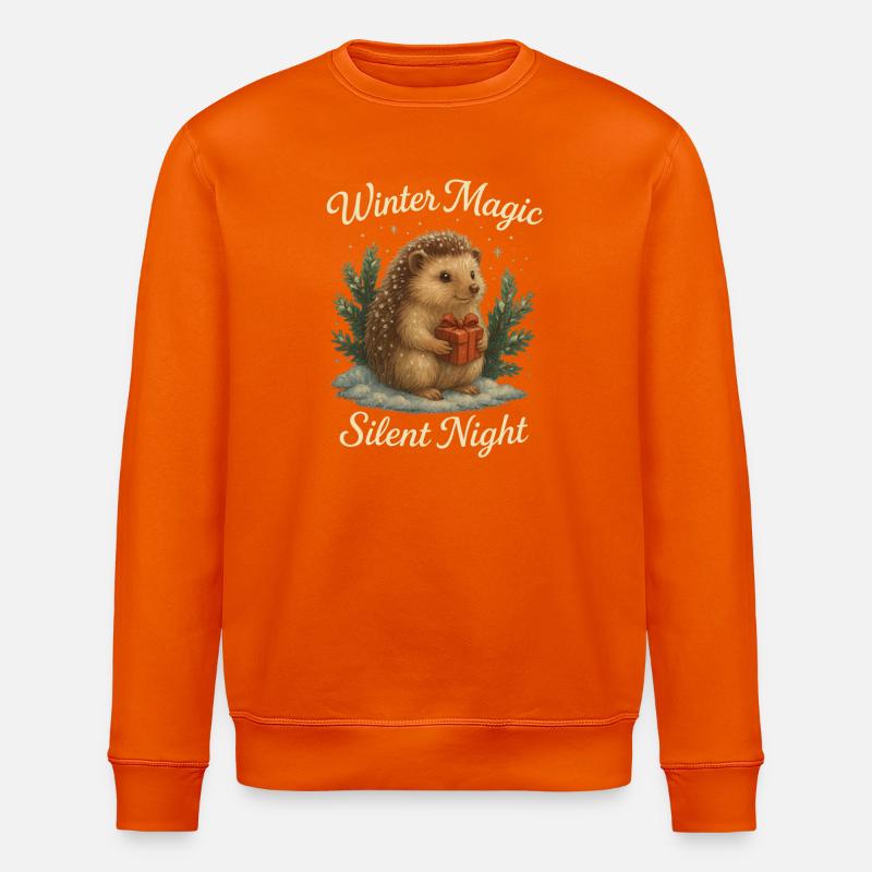 Winter Magic – Silent Night with Hedgehog - Stanley/Stella ROLLER Unisex Organic Sweatshirt - bright orange