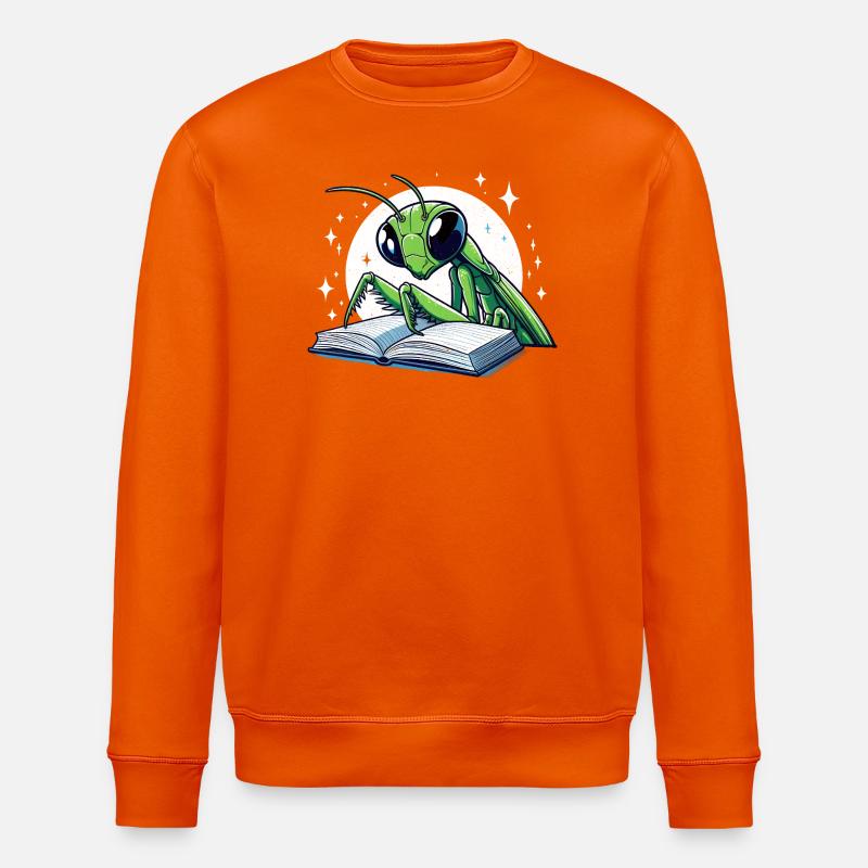 Lesender Grashüpfer im Sternenbuch - Stanley/Stella Unisex Bio-Sweatshirt ROLLER - Tieforange