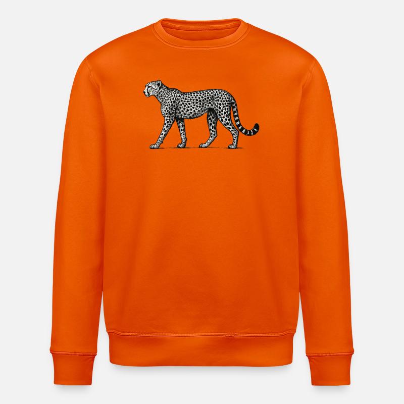 Black and White Leopard Pattern - Stanley/Stella ROLLER Unisex Organic Sweatshirt - bright orange