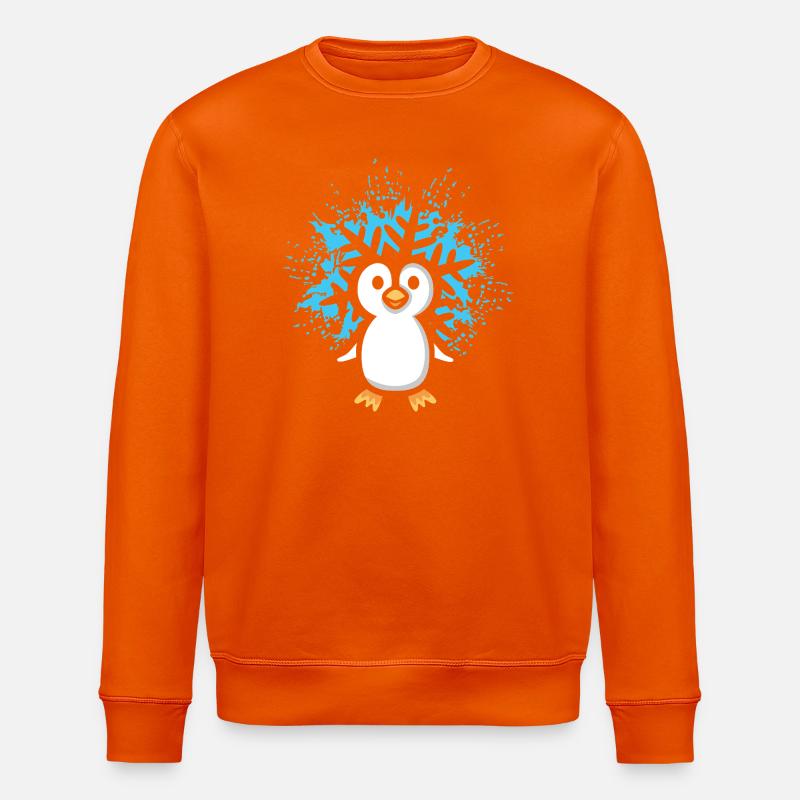 Pinguin mit Schneeflocke Cartoon - Stanley/Stella Unisex Bio-Sweatshirt ROLLER - Tieforange