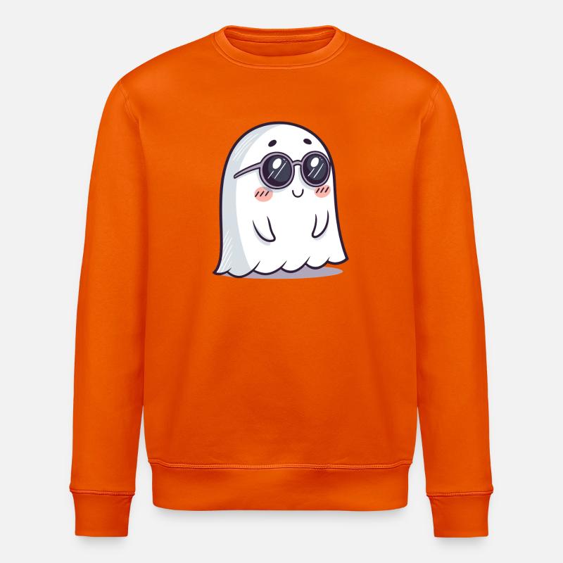 Ghost Chic Schwarze Cartoon-Brille - Stanley/Stella Unisex Bio-Sweatshirt ROLLER - Tieforange