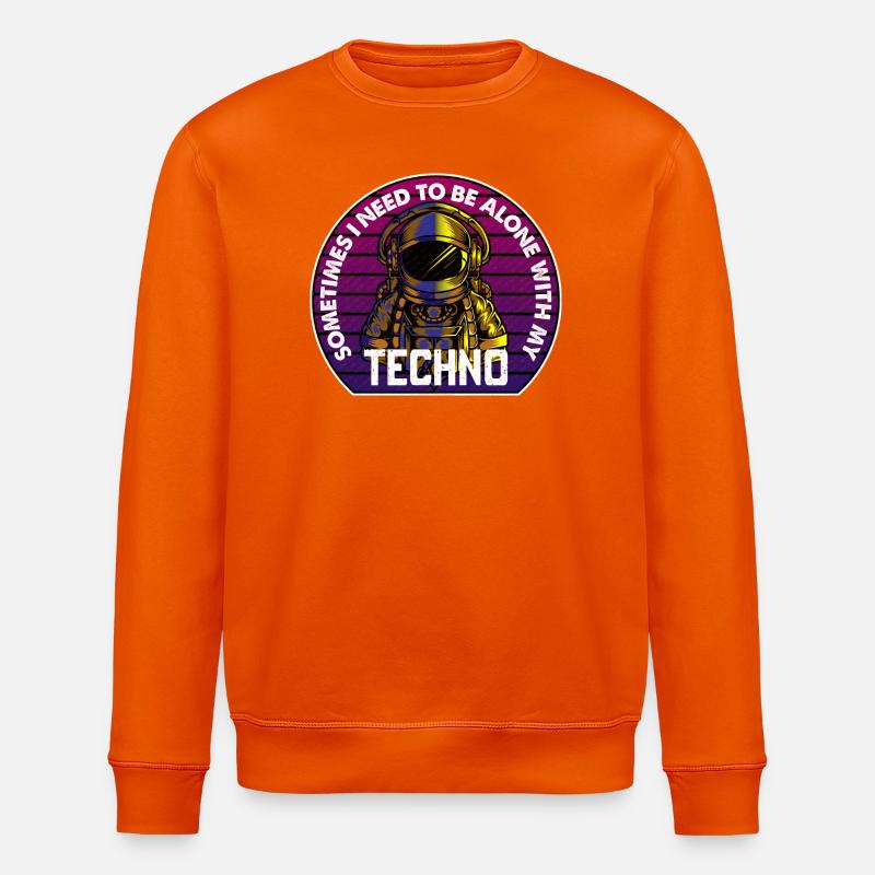Techno Astronaut Circle Badge - Stanley/Stella ROLLER Unisex Organic Sweatshirt - bright orange