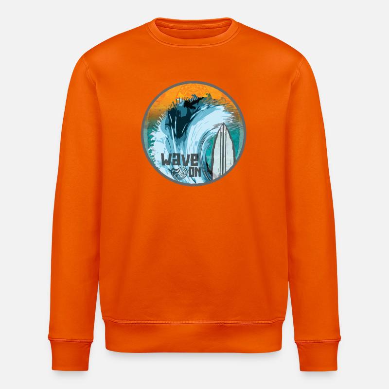 Welle im Surfzauber Patch - Stanley/Stella Unisex Bio-Sweatshirt ROLLER - Tieforange