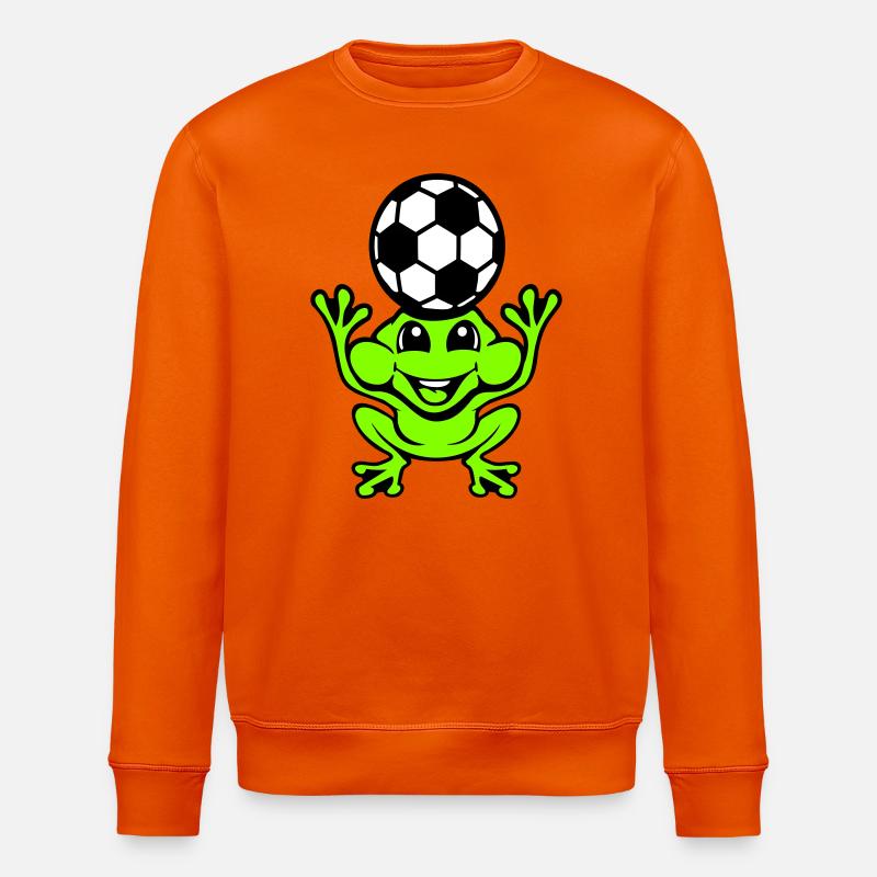 Frog Soccer Header Ball Playing Toad - Stanley/Stella ROLLER Unisex Organic Sweatshirt - bright orange