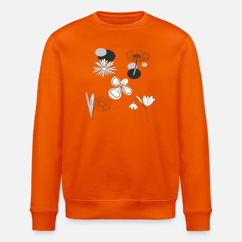 Fleurs noires et blanches - Sweat bio ROLLER Stanley/Stella Unisexe - orange profond