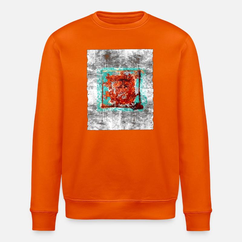 Rust square on grey texture - Stanley/Stella ROLLER Unisex Organic Sweatshirt - bright orange