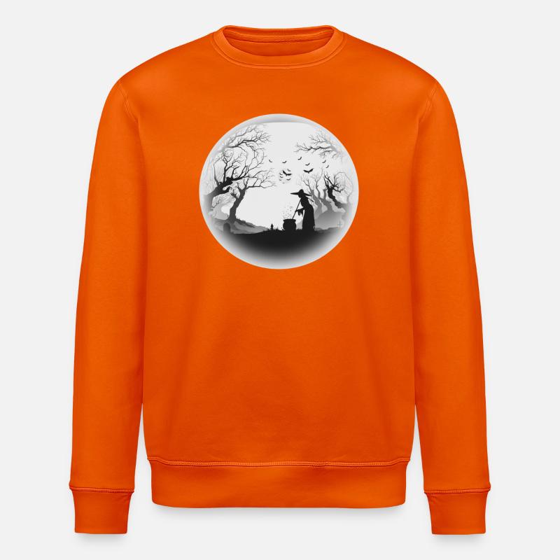 Haunted Forest Cauldron Silhouette - Stanley/Stella ROLLER Unisex Organic Sweatshirt - bright orange