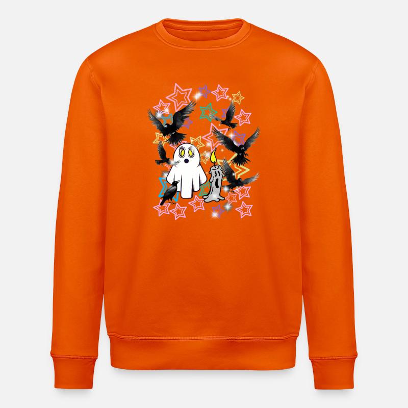 Kids Retro Halloween Ghost Ghost - Stanley/Stella ROLLER Unisex Organic Sweatshirt - bright orange