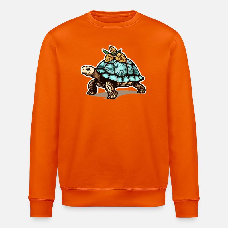Schildkröte mit blauem Panzer & Blättern - Stanley/Stella Unisex Bio-Sweatshirt ROLLER - Tieforange