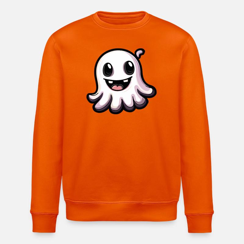 Ghost Halloween Cute Comic - Stanley/Stella ROLLER Unisex Organic Sweatshirt - bright orange