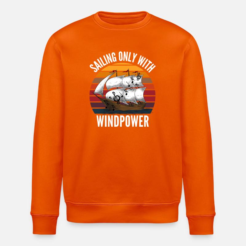 SAILING ONLY WITH WINDPOWER - Stanley/Stella ROLLER Unisex Organic Sweatshirt - bright orange