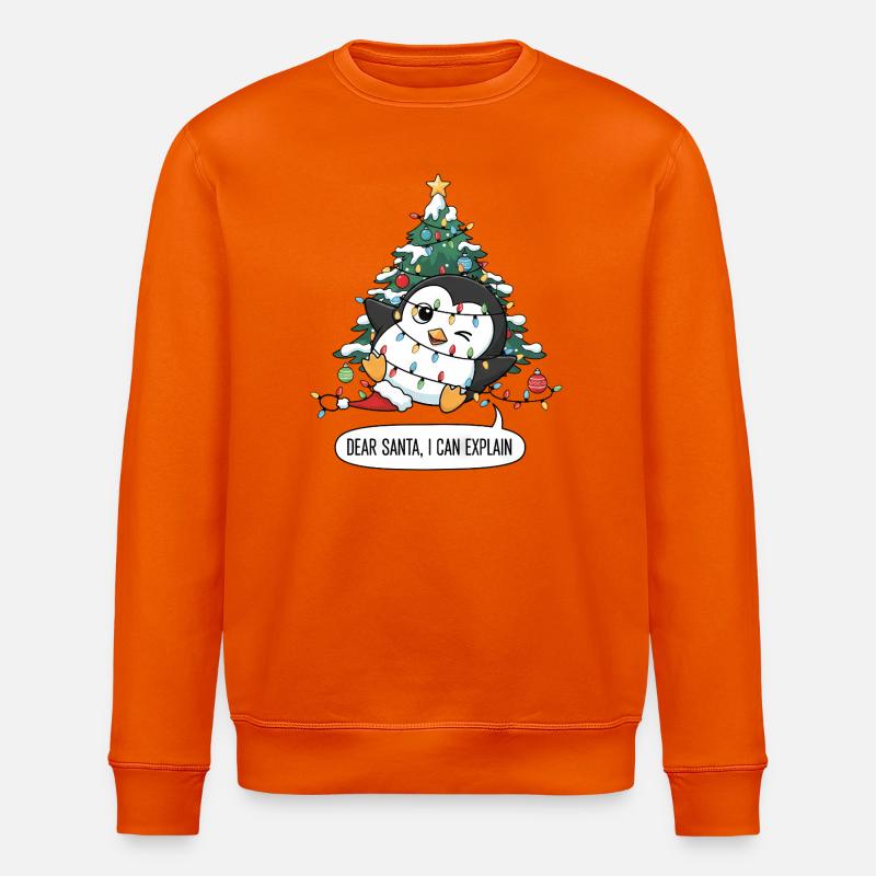 Tollpatschiger Pinguin Weihnachtsbaum Lichterkette - Stanley/Stella Unisex Bio-Sweatshirt ROLLER - Tieforange