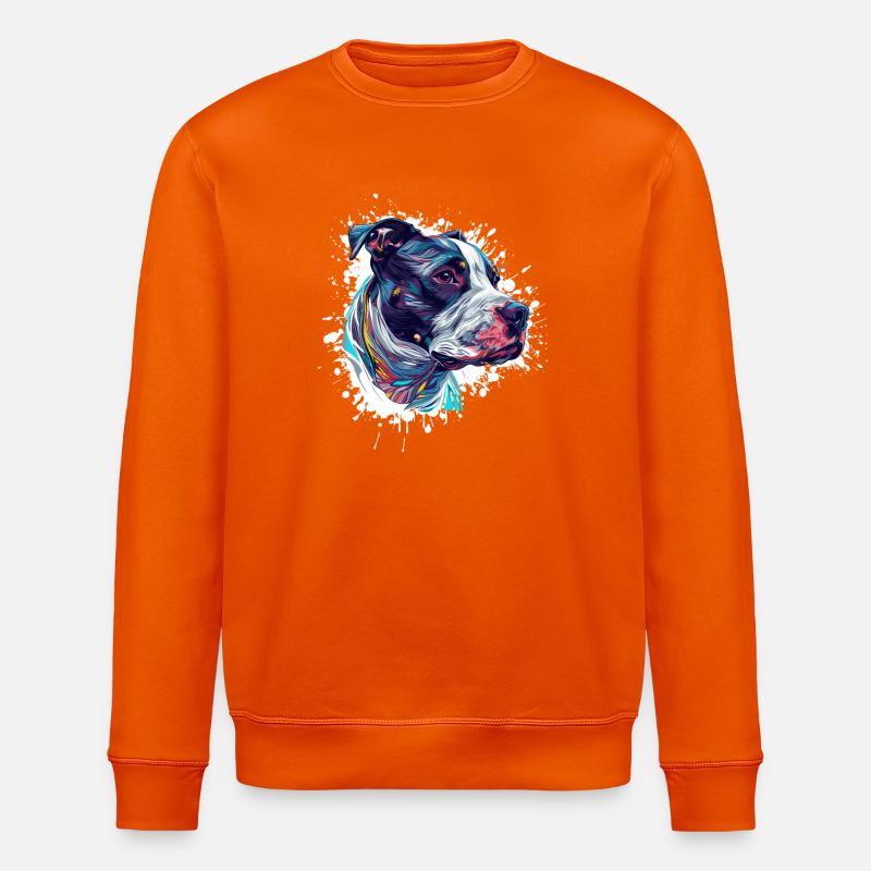 Bunter Hundekopf Illustration - Stanley/Stella Unisex Bio-Sweatshirt ROLLER - Tieforange