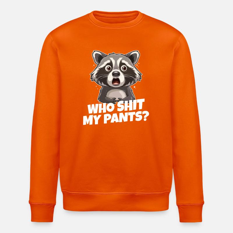 Raccoon Panic Meme Tee - Stanley/Stella ROLLER Unisex Organic Sweatshirt - bright orange