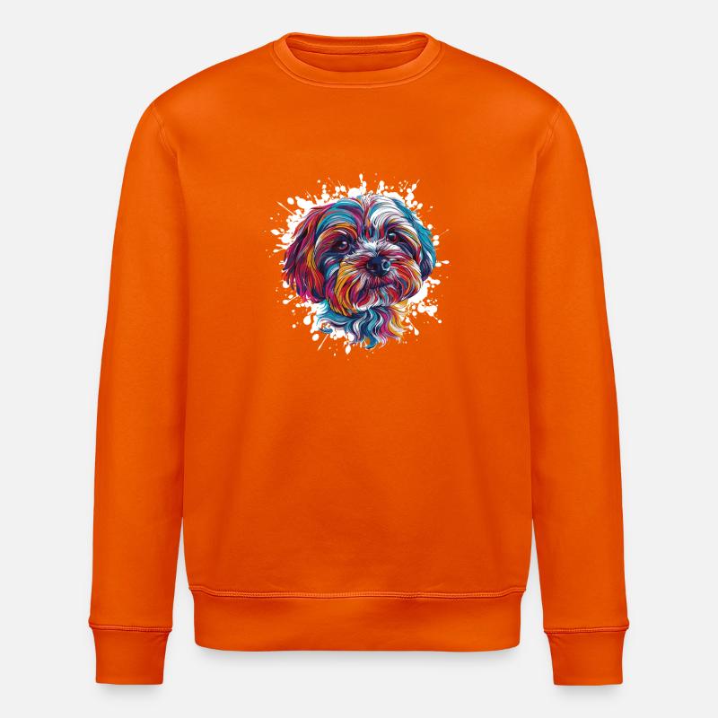 Buntes Hundeporträt  - Stanley/Stella Unisex Bio-Sweatshirt ROLLER - Tieforange