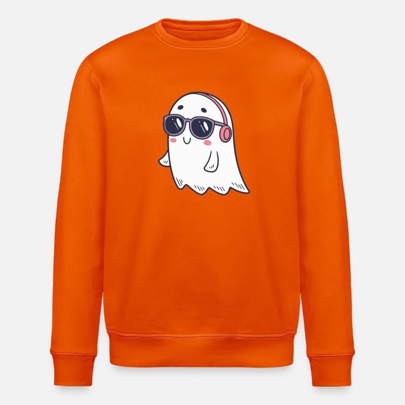 Süße Ghost DJ Brille - Stanley/Stella Unisex Bio-Sweatshirt ROLLER - Tieforange