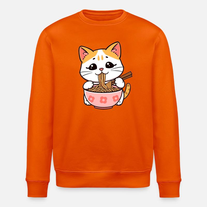 Katze isst Ramen Nudeln - Stanley/Stella Unisex Bio-Sweatshirt ROLLER - Tieforange