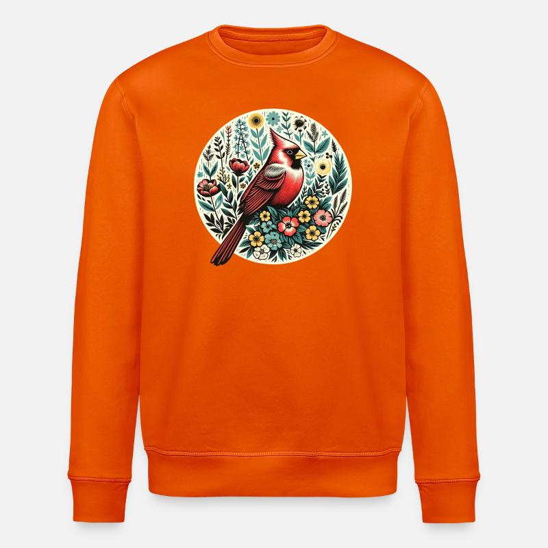 Kardinal im Blumenkreis - Stanley/Stella Unisex Bio-Sweatshirt ROLLER - Tieforange