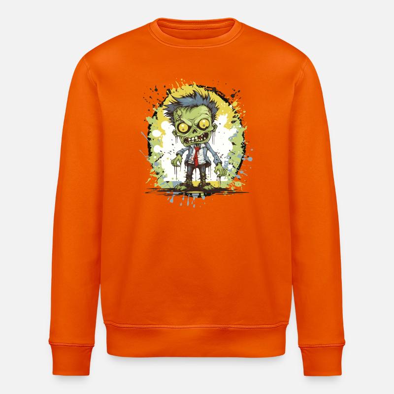 Zombie Comic Splatter - Stanley/Stella ROLLER Unisex Organic Sweatshirt - bright orange
