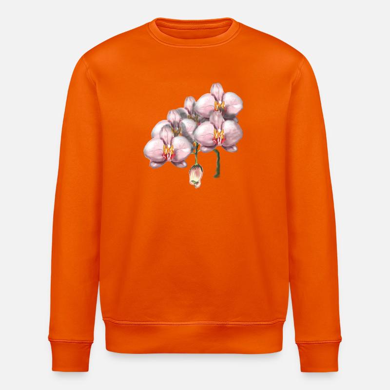 Rosa Orchideenblüten Illustration - Stanley/Stella Unisex Bio-Sweatshirt ROLLER - Tieforange