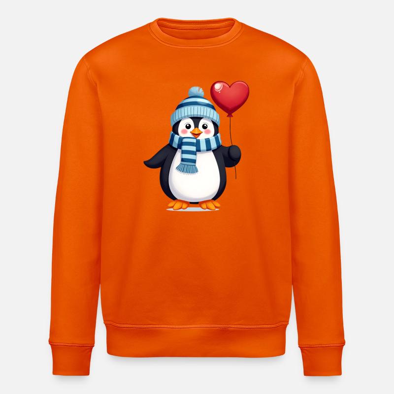 Süßer Pinguin mit Ballon - Stanley/Stella Unisex Bio-Sweatshirt ROLLER - Tieforange